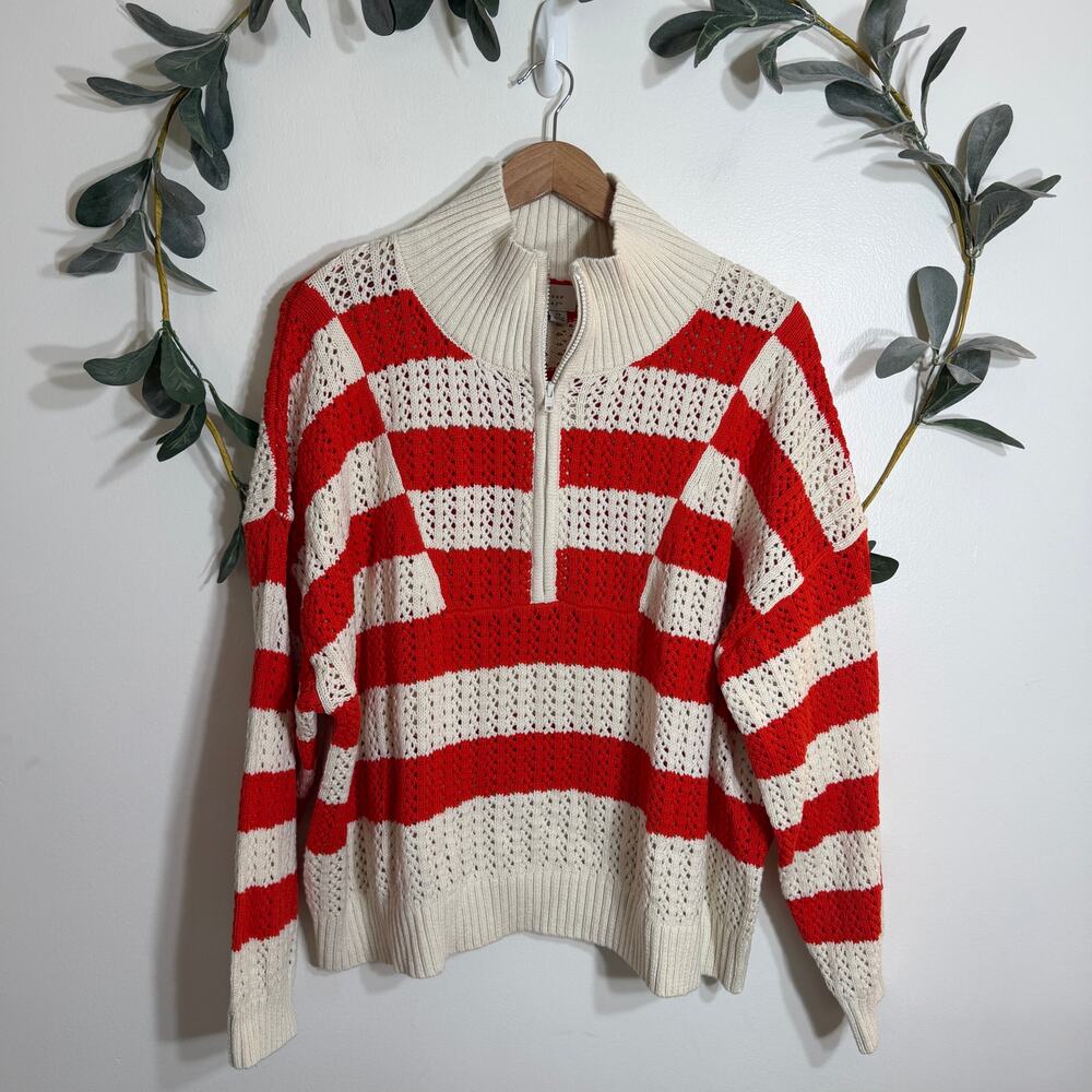 NWT A New Day 1/2 Zip Striped Sweater LAST CALL